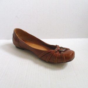 **FRYE Cognac Camel Brown Squared Toe Flats